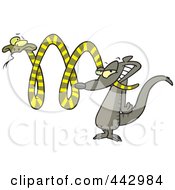 Cartoon Mongoose Attacking A Snake