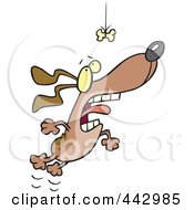 Poster, Art Print Of Cartoon Motivated Dog Leaping For A Suspended Bone