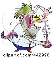 Cartoon Mad Scientist Mixing Chemicals