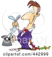 Royalty Free RF Clip Art Illustration Of A Cartoon Magician With A Rabbit In A Hat
