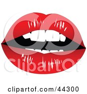 Clipart Illustration Of A Pair Of Luscious Female Lips With Red Lipstick