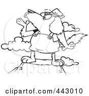 Royalty Free RF Clip Art Illustration Of A Cartoon Black And White Outline Design Of A Howling Mountain Dog