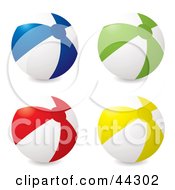 Poster, Art Print Of Four Beach Balls Blue Green Red And Yellow