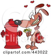 Poster, Art Print Of Cartoon Dog Trying To Court A Fire Hydrant