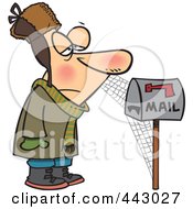 Poster, Art Print Of Cartoon Man Waiting By Mailbox With Cobwebs