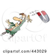 Royalty Free RF Clip Art Illustration Of A Cartoon Businessman Being Drawn In By A Magnetic Horseshoe