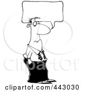 Poster, Art Print Of Cartoon Black And White Outline Design Of A Businessman Talking