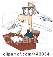 Poster, Art Print Of Cartoon Paper Planes Flying Past A Working Businessman