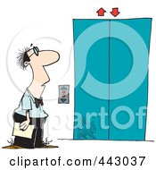Poster, Art Print Of Cartoon Businessman Waiting For An Elevator