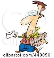 Cartoon Man Mailing A Letter And Parcels