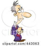 Cartoon Mad Businessman Slapping His Fist In His Hand