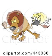 Poster, Art Print Of Cartoon Sheep Attacking A Lion