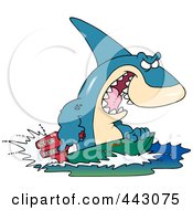 Poster, Art Print Of Cartoon Shark Steering A Boat