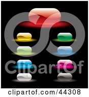 Royalty Free RF Clip Art Of A Rounded Rectangular Glowing Website Buttons In A Variety Of Colors by michaeltravers #COLLC44308-0111