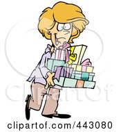 Poster, Art Print Of Cartoon Happy Woman Carrying Gifts