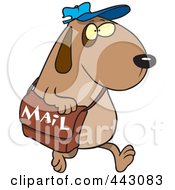 Cartoon Dog Postal Worker Carrying A Mail Bag
