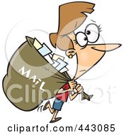 Cartoon Mail Woman Carrying A Big Bag