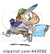 Poster, Art Print Of Cartoon Hiking Boy Using A Map