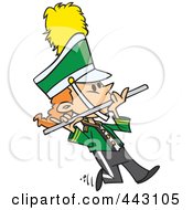 Cartoon Flutist In A Marching Band