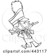 Cartoon Black And White Outline Design Of A Flutist In A Marching Band