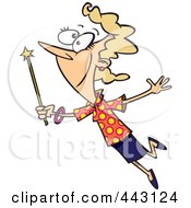 Royalty Free RF Clip Art Illustration Of A Cartoon Woman With A Magic Wand by toonaday