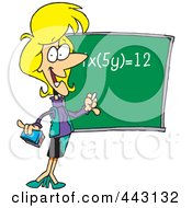 Poster, Art Print Of Cartoon Female Math Teacher During Class