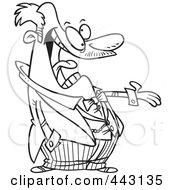Poster, Art Print Of Cartoon Black And White Outline Design Of A Happy Mayor Gesturing