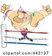Royalty Free RF Clip Art Illustration Of A Cartoon Big Wrestler In The Ring by toonaday
