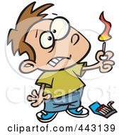 Cartoon Boy Playing With Matches