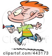 Royalty Free RF Clip Art Illustration Of A Cartoon Boy Playing With A Dart Gun by toonaday