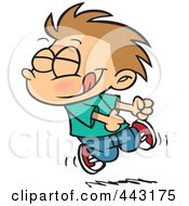 Royalty Free RF Clip Art Illustration Of A Cartoon Boy Doing A Happy Dance