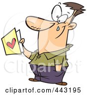 Royalty Free RF Clip Art Illustration Of A Cartoon Touched Dad Holding A Fathers Day Card