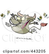 Poster, Art Print Of Cartoon Happy Bull Tossing Daisies