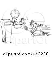 Royalty Free RF Clip Art Illustration Of A Cartoon Black And White Outline Design Of A Tax Payer Nearly Missing The Deadline