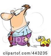 Royalty Free RF Clip Art Illustration Of A Cartoon Businessman Rolling His Duck Toy by toonaday