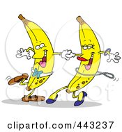 Royalty Free RF Clip Art Illustration Of A Cartoon Banana Couple Dancing by toonaday