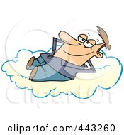 Royalty Free RF Clip Art Illustration Of A Cartoon Man Daydreaming On A Cloud