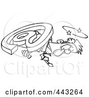 Poster, Art Print Of Cartoon Black And White Outline Design Of An Email Symbol Crushing A Businessman