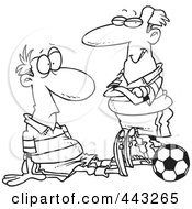 Royalty Free RF Clip Art Illustration Of A Cartoon Black And White Outline Design Of A Dazed Soccer Player