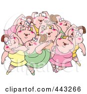 Royalty Free RF Clip Art Illustration Of Cartoon Nine Ladies Dancing
