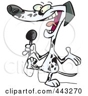 Royalty Free RF Clip Art Illustration Of A Cartoon Dalmatian Using A Microphone