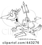 Poster, Art Print Of Cartoon Black And White Outline Design Of A Hopping Devil