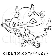 Poster, Art Print Of Cartoon Black And White Outline Design Of A Boy Devil