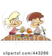 Poster, Art Print Of Cartoon Boys Painting Easter Eggs