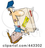 Poster, Art Print Of Cartoon Delivery Man Carrying A Heavy Box