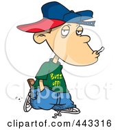 Cartoon Delinquent Boy Smoking