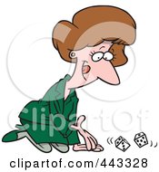 Royalty Free RF Clip Art Illustration Of A Cartoon Businesswoman Kneeling And Rolling Dice