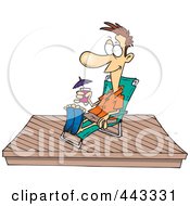Cartoon Man Relaxing On A New Deck