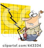 Poster, Art Print Of Cartoon Chart Crashing Into A Businessmans Foo