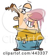 Royalty Free RF Clip Art Illustration Of A Cartoon Man With A Deflated Gum Bubble On His Face by toonaday